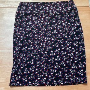 LuLaRoe Womens XL Black/Red/Blue/White Cassie Pencil Skirt